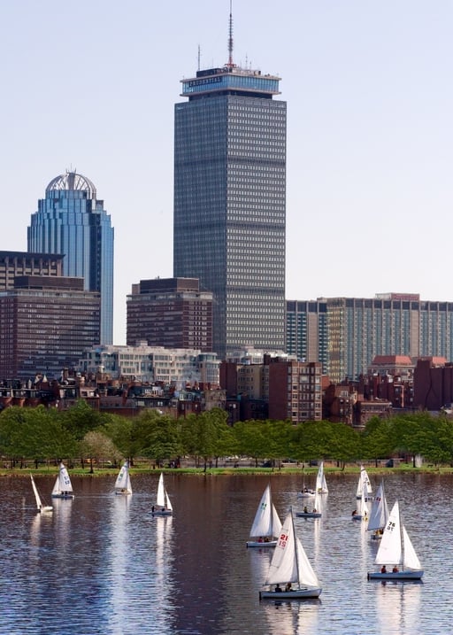 View of Prudential Center and the Charles River, Boston